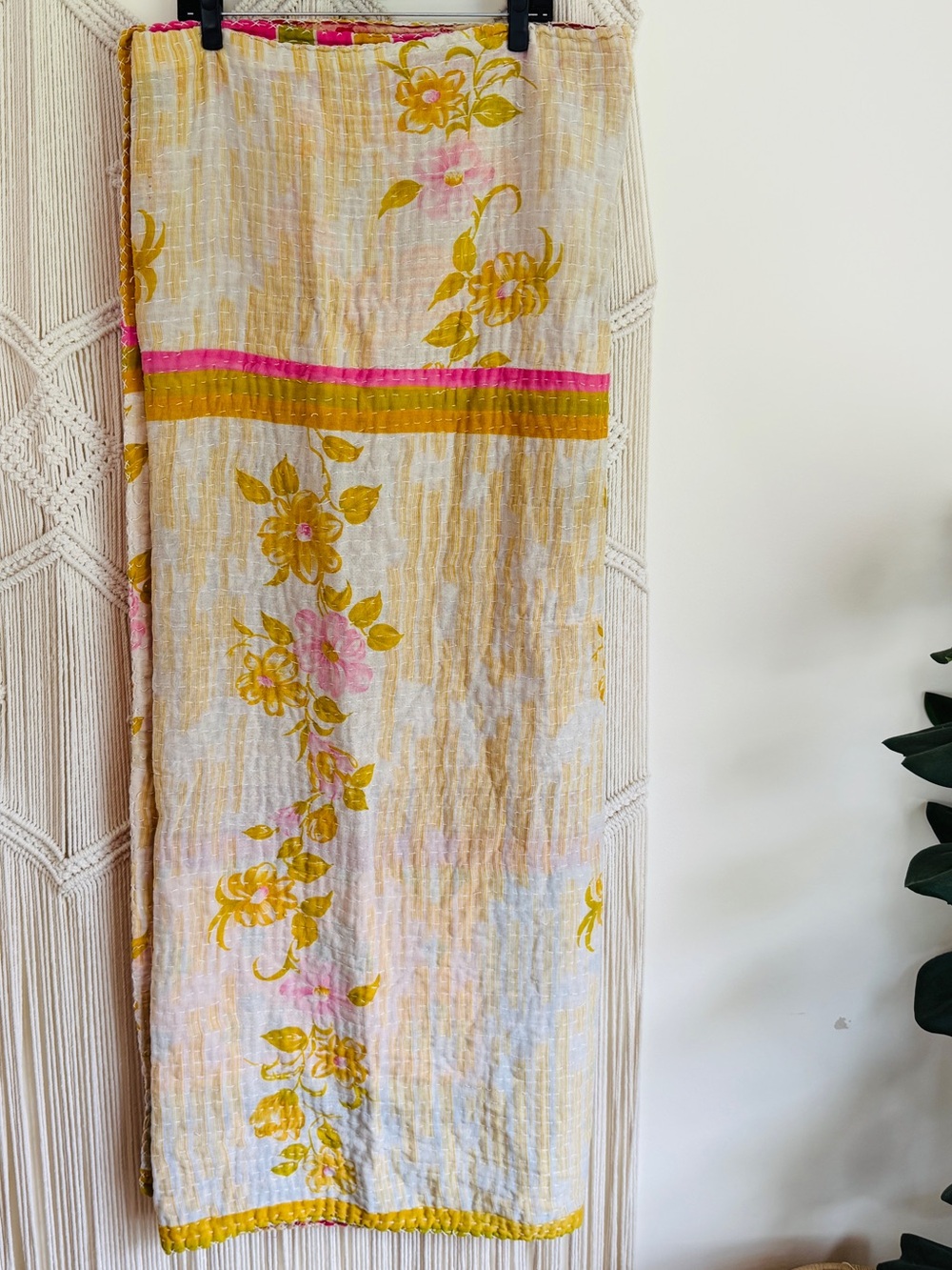 Pastel Floral Kantha Blanket Throw